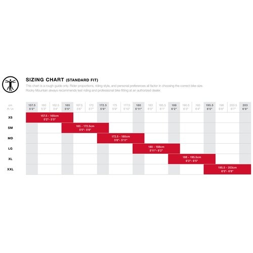 Mountain bike best sale size charts